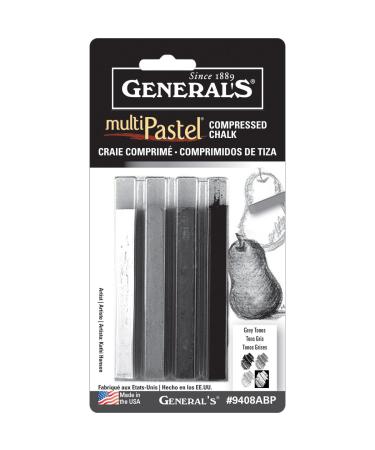 General Pencil Multi Pastel Compressed Chalk Sticks 4/Pkg-Grey Tones