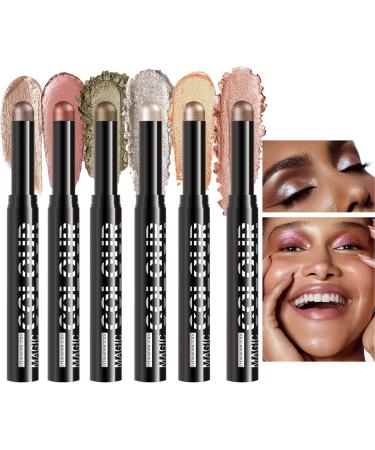 Cream Eyeshadow Pencil 6 Eye Glow Sticks Face Makeup for Travel Daily Life Outdoor Activities School Events - Buy Online on GoSupps.com