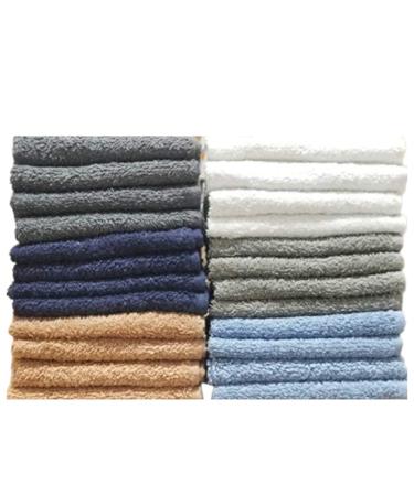 BEST TOWEL - Washcloths 24 Pack Multicolour Wash Cloths for Bathroom, Spa, and Gym Towel, Extra-Absorbent Flannel Face Cloths - 100% Cotton(12x12) 12 inchesx12 inches