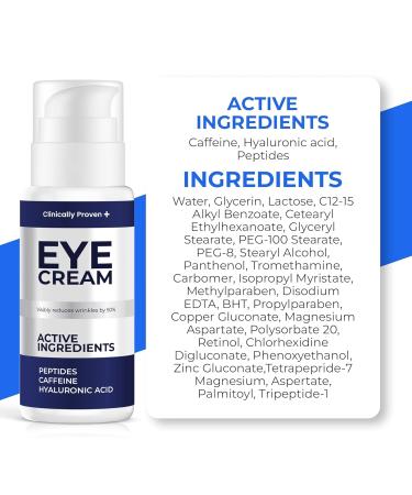 Under Eye Cream for Puffiness & Dark Circles - Retinol Hyaluronic Acid & Caffeine | Men & Women | 2 Fl Oz - Buy Online on GoSupps.com