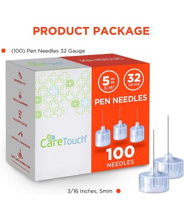 Care Touch Pen Needle 32G 3/16-5mm 100ct Ultra-Fine Insulin Pen Needles - Buy Online on GoSupps.com