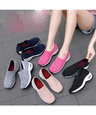 Orthopedic Diabetic Walking Shoes for Women - Air Cushion Slip On Wedge Sneakers in Pink (US 7.5-8) - Buy Online on GoSupps.com