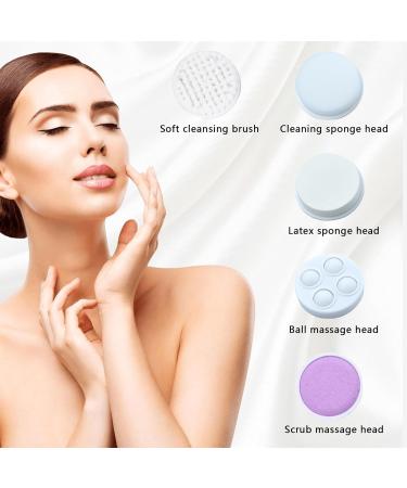 2 Pieces Electric Facial Cleansing Brush: IPX7 Waterproof Face Brush with 4 Brush Heads 360 Deep Cleansing Face Cleansing for Pores Exfoliating and Blackhead Cleansing Blue - Buy Online on GoSupps.com