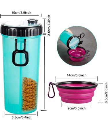 Womgf 2-in-1 Dog Water Bottle & Food Container - 800ml with 2 Folding Bowls - Pet Travel Bottle (Blue) - Ideal for Dogs - Buy Online on GoSupps.com