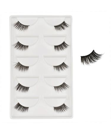 Vivis Half False Lashes 3D Faux Mink Corner Eyelashes Natural Fake Eye Fluffy Cross Reusable Makeup Extension 5 Pairs - B16