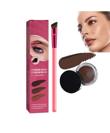 Home Eyebrow Care Kit 4d Laminated 4d Laminated Brow Home-Grooming Kit Multi-function Eyebrow Concealer Contour Brush 4D Hair Stroke Brow Stamp Brush Waterproof & Long Lasting (Dark Brown)