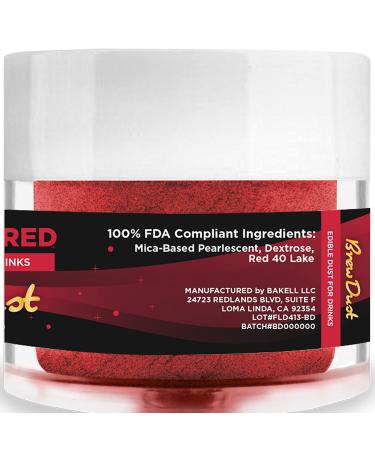 BAKELL Edible Brew Dust - Christmas Red 4g | Shimmery Drink Glitter for Beverages, Cocktails | 100% Edible, Kosher & Halal Certified - Buy Online on GoSupps.com