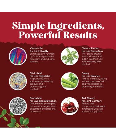 Herbal Uric Acid Cleanse & Detox - Daily Kidney Support Supplement with Tart Cherry Extract - 120 Capsules for Joint Health & Detox - Buy Online on GoSupps.com
