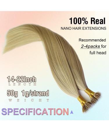 KOCONI 16 Inch Nano Ring Hair Extensions Real Human Hair Double Drawn Nano Beads Human Hair Extensions Nano Tip Hair Extensions Nano Rings Human Hair 50g 1g/Strand Ash Blonde With Light Blonde #P16/24 16 inch P16/24 - Buy Online on GoSupps.com