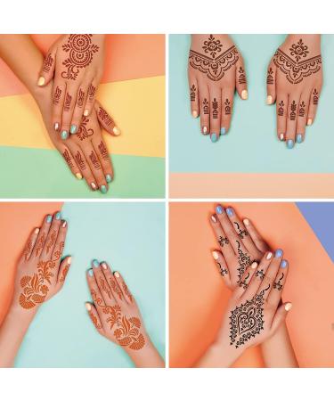 Henna Tattoo Stencil Kit - 16 Sheets for Hands, Legs & Body - Glitter Airbrush DIY Indian Temporary Tattoo Stickers for Women & Girls - Buy Online on GoSupps.com