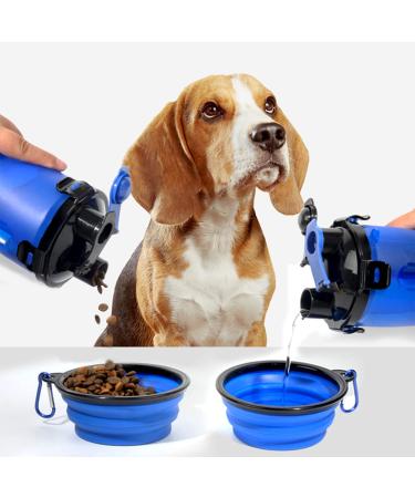 BrokSilent Dogs Travel Water Bottle - Leak Proof Puppy Dispenser with Bowls - Blue - Buy Online on GoSupps.com