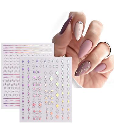 JMEOWIO Glitter Holographic Nail Art Stickers - 12 Sheets Self-Adhesive Decals for Stunning Nail Designs | Aurora Nail Supplies & Decorations - Buy Online on GoSupps.com