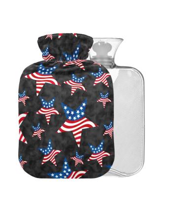 USA Flag Stars Hot Water Bottle with Cover 1L Small Hot Water Bag for Kids Men Women Pain Relief BAP Free Small