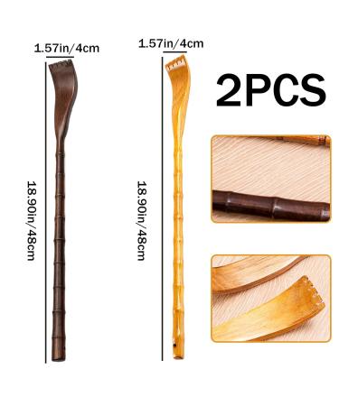 2-Pack Wooden Back Scratchers - 19 Smooth Manual Bamboo Itching Relief for Adults - Handheld and Jointed Design - Buy Online on GoSupps.com