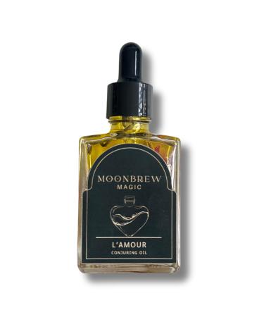 L Amour Love Conjuring Oil 2oz | Attract Love in Your Life | Handmade with Rose Petals & Essential Oils | Witchcraft Hoodoo Voodoo Wicca Pagan Conjure Golden