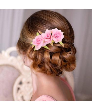 7 Pack Fake Rose Flower Hair Combs Hairpins for Women - Bridal Wedding Beach Party Hair Accessories - Buy Online on GoSupps.com