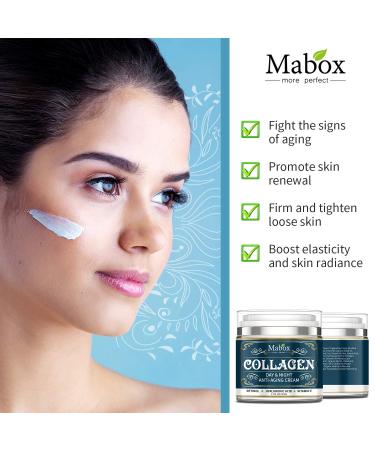 Mabox Collagen Cream - Anti Aging Face Moisturizer with Retinol, Hyaluronic Acid, Coconut Oil & Jojoba Oil - Day and Night Cream (1.7 Fl. Oz) - Buy Online on GoSupps.com