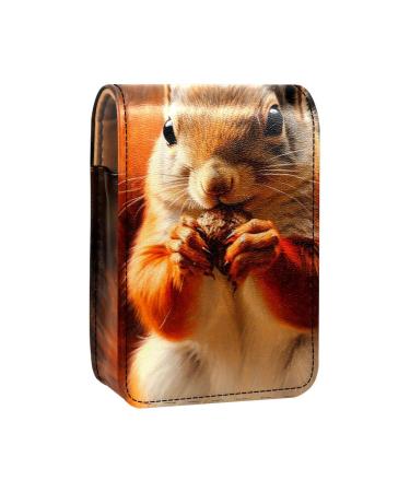 Travel Lipstick Organizer Case Lipstick Case Portable Makeup Bag With Mirror Animal Cute Eating Nuts V344j3cssq