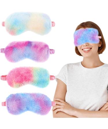 4 Pieces Plush Eye Mask Set - Soft Furry Rainbow Sleeping Blindfold for Women Kids & Teens - Comfortable Travel & Nap Accessories - Buy Online on GoSupps.com