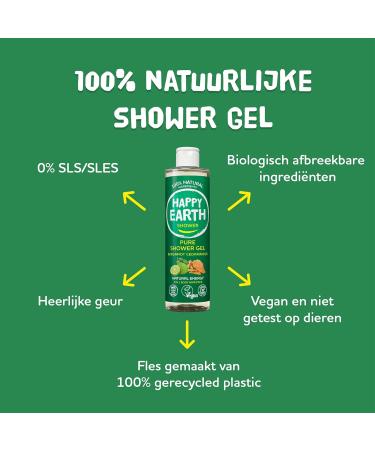 Happy Earth Shower Gel For Women and Men Shower gel 100 Natural Ingredients & Vegan Bergamot Cedarwood 300 ML - Buy Online on GoSupps.com