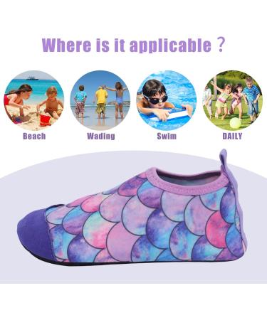 AISPRTS BAYSTHUTE Kids Water Shoes - Boys & Girls Slippery Barefoot Swimming Shoes Aquasque Beach Shoes for Babies Purple Fish Scale 28/29 EU - Buy Online on GoSupps.com