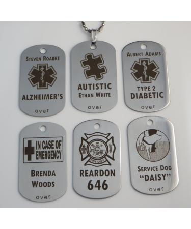 Custom Engraved Stainless Steel Medical Alert ID Tag Necklace - Free Personalization & International Shipping - Buy Online on GoSupps.com