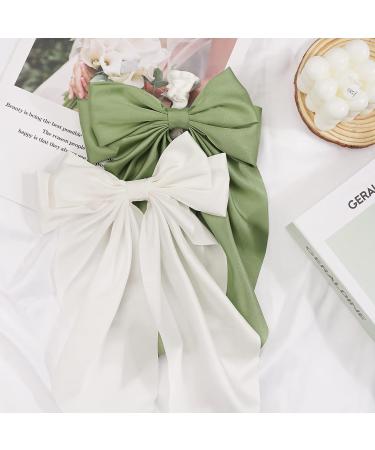 6PCS Large Satin Hair Bows Clips for Women - 13in Long Tail French Barrette Hair Slides - Soft Plain Color Hairpin 90's Accessories - Buy Online on GoSupps.com