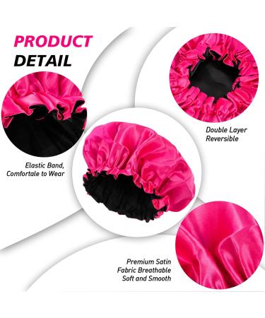 Satin Reversible Hair Bonnet for Sleeping - 2 Pack Silk Cap for Extra Large Women - Green/Gray/Pink/Black - Buy Online on GoSupps.com