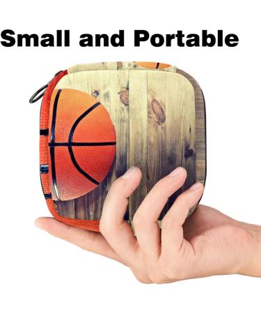 Retro Basketball Wood Storage Bag | Portable Menstrual Cup & Pad Pocket for Women & Teens - Buy Online on GoSupps.com