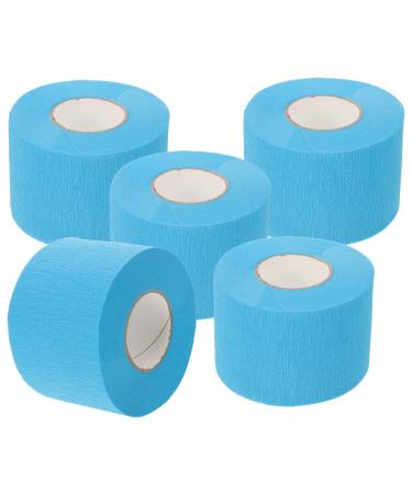 Baluue 5 Rolls Disposable Barber Paper Neck Strips Stretchy Paper Neck Bands Hairdressing Neck Paper Tissue Roll for Salon Haircut Coloring Perming Sky-Blue