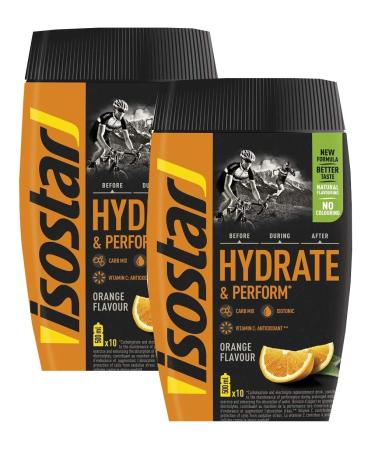 Isostar Hydrate & Perform Iso Drink - 400g Isotonic Drink Powder - Electrolyte Powder to Support Sports Performance - Orange (2x400g)