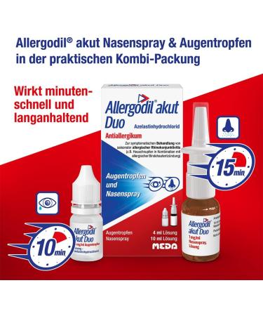 Allergodil Acute Duo - Allergy Combination Pack: Nasal Spray (10ml) & Eye Drops (4ml) | Anti-Allergic Azelastine Hydrochloride - Buy Online on GoSupps.com