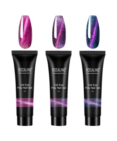 Nail set poly nail gel set 3 colors 15ml nail gel glitter nail extension gel cat eye enhancement building for nail French art design beginner DIY