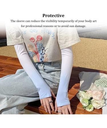 tuwiwol 1 Pair UV Protection Cooling Ice Silk Arm Sleeves Fitness Body Building Sun Sleeve Sunscreen Running Cycling Golfing White green gradient - Buy Online on GoSupps.com
