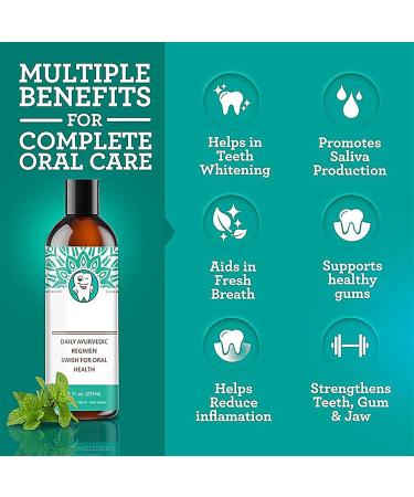 237ml Mouthwash Natural Alcohol-Free Gum Rinse - Column with Tongue Scraper and Toothbrush for Oral Hygiene Health and Dry Teeth Repair for Travel and Adults - Buy Online on GoSupps.com