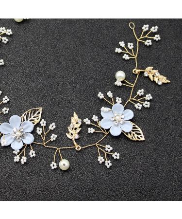 Blue Rhinestone Pearl Flower Alloy Headpiece - Handmade Wedding Hair Accessory for Bride & Bridesmaids - Buy Online on GoSupps.com