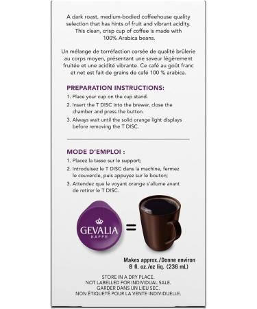Tassimo Gevalia Dark Roast Coffee Single Serve T-Discs 148g (5 Boxes of 12 T-Discs) - Buy Online on GoSupps.com