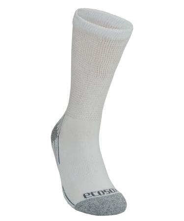 Diabetic Socks - 3 Pair - Viscose from Bamboo - Crew w/Arch Support - Size 9-11 - Whit...