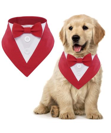 Maustlie dogs Smoking Bandana pet triangle scarf formal wedding party dog hollow adjustable tie pet suit fly banda for wedding birthday (xs red) xs red