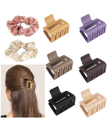 Medium Hair Claw Clips  6Pcs 2 Inch Rectangle Matte Claw Hair Clips for Women Girls  Small Hair Claw Clips for Thin Medium Thick Hair  Hair Jaw Clips Nonslip Clips
