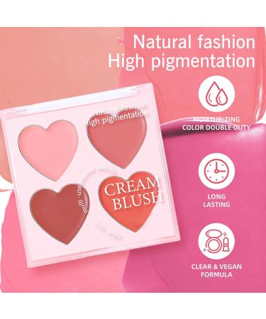 Ranley Cream Blush Palette 4 Colors Facial Makeup Matte Blush Palette Blendable Cosmetics Makeup for Date Event Holiday Travel and Wedding - Buy Online on GoSupps.com