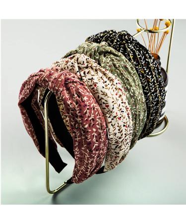 4Pcs Women's Floral Pattern Headbands - Knotted Wide Hair Bands for Vintage Style - Buy Online on GoSupps.com