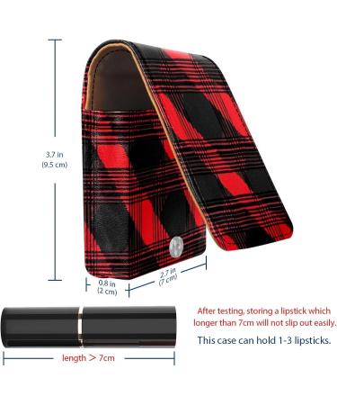 Travel Lipstick Organizer Case Portable Makeup Bag with Mirror | Classic Red Plaid M755f1fbpa Shop Internationally - Buy Online on GoSupps.com