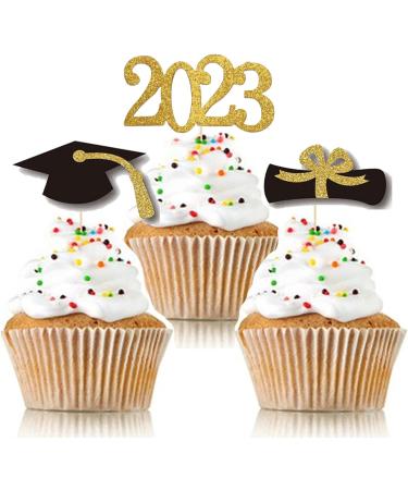 48pcs 2023 Graduation Cupcake Toppers Baking Decoration Exquisite Grad Cap Set Food Appetizer Picks For Graduation Party Graduation Toppers - Buy Online on GoSupps.com