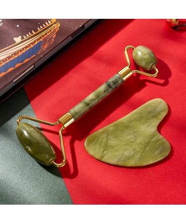 Women's Natural Jade Roller Set for Face - Reduce Wrinkles & Puffy Eyes, Firm Skin - Green - Buy Online on GoSupps.com