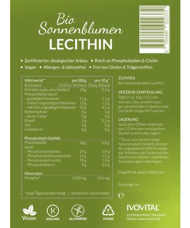 Buy Organic Sunflower Lecithin Liquid 275ml & 550ml - IVOVITAL | International Shipping Available - Buy Online on GoSupps.com