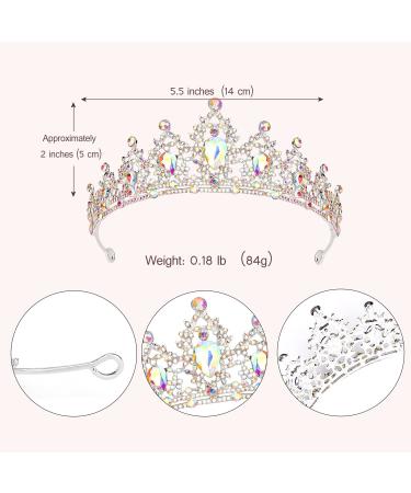 SuPoo Silver Tiara and Crown for Women - AB Crystal Headband for Queen, Wedding, Prom, Christmas - Shiny Princess Decoration - Buy Online on GoSupps.com