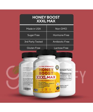 Honey Boost XXXL Max Extra Strength Supplement Organic Maca Root Complex All Natural 60 Capsules Sugar Free Allergen Free (1) - Buy Online on GoSupps.com
