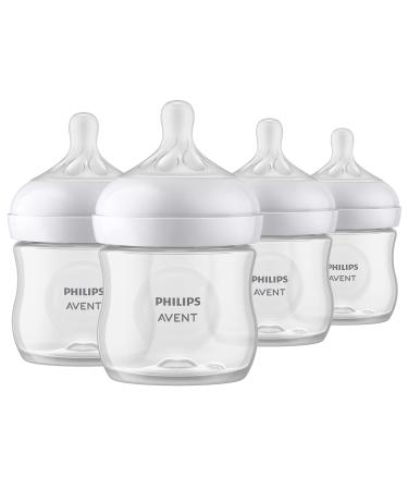 Philips AVENT Natural Baby Bottle with Natural Response Nipple Clear 4oz 4pk SCY900/04 4oz 4 Pack Clear