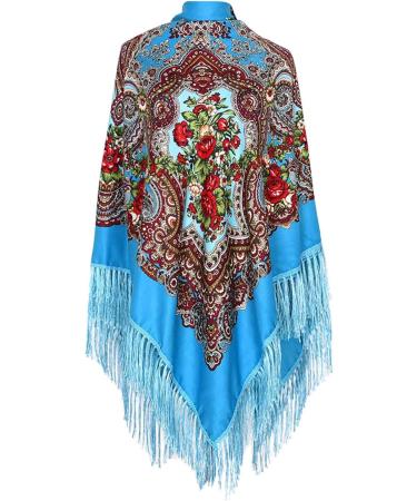 Women's Warm Autumn Triangle Scarf | Cozy Casual Winding Triangular Scarf in Sky Blue - Buy Online on GoSupps.com